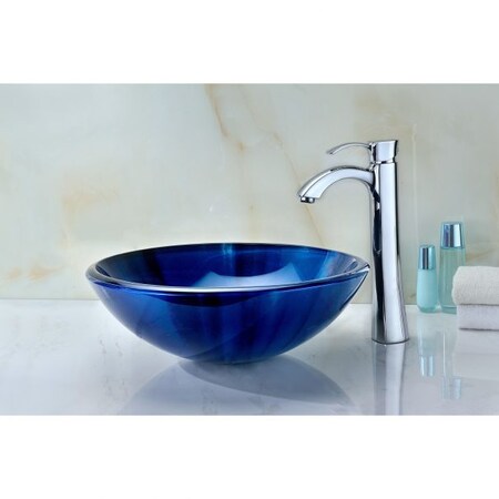 Anzzi Meno Deco-Glass Vessel Sink in Lustrous Blue LS-AZ051